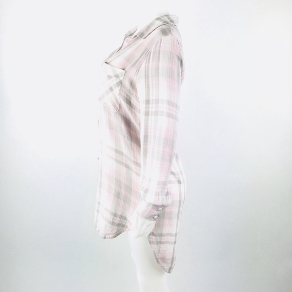 Cloth & Stone Anthropologie Pink Grey Plaid Tunic - Picture 3 of 7